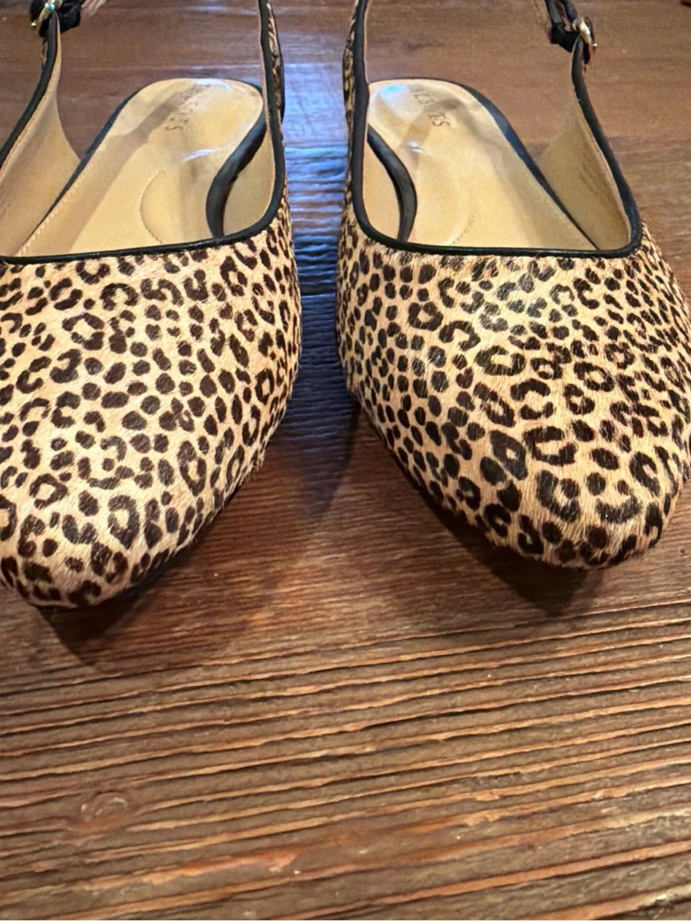 Talbots Leopard Print Calf Hair Sling Back Flats Womens Animal Print 8 M